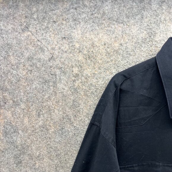 Vintage Wrangler Western Shirt Mens 19-35 Black Pearl Snap X-Long Tails 90s - Picture 5 of 10